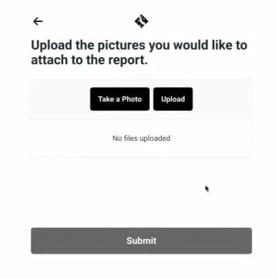 LATO AI Armina Stone job report photo upload screen allowing users to take or upload pictures for construction reporting automation