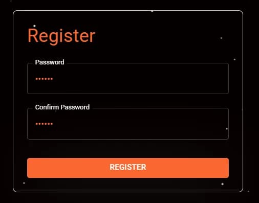 LATO AI Delta registration screen with password and confirm password fields for creating a new user account.