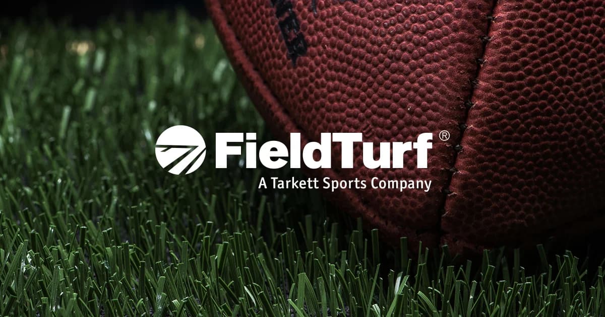 LATO AI FieldTurf banner featuring the FieldTurf logo on artificial turf with a football, representing AI-powered outreach automation and scalable marketing solutions for the sports and construction industry.