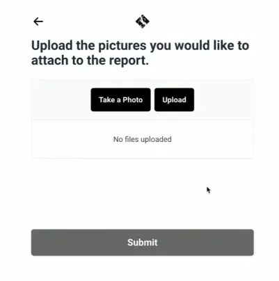 LATO AI Armina Stone job report photo upload screen allowing users to take or upload pictures for construction reporting automation